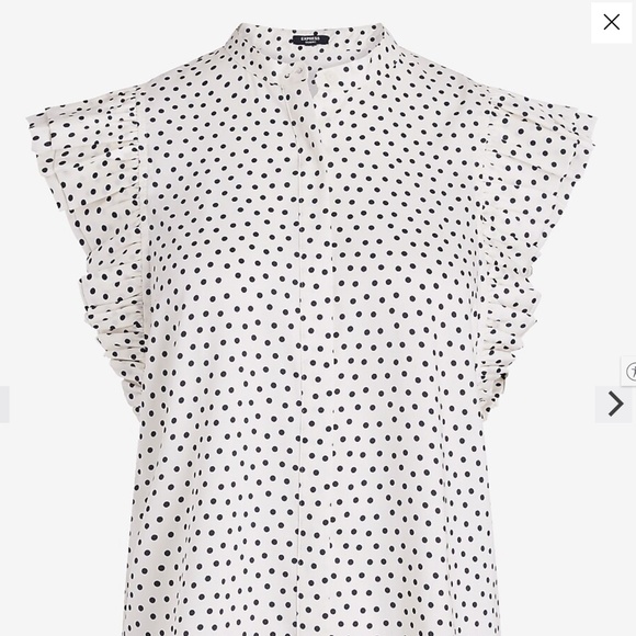 Express Polka Dot Flutter Sleeve Button Up Gramercy Shirt - Picture 5 of 8